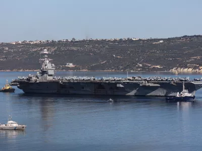 USS Gerald R. Ford aircraft carrier leaves Souda Bay on the island of Crete, Greece, February 26, 2026. REUTERS/Makis Kartsonakis   TPX IMAGES OF THE DAY
