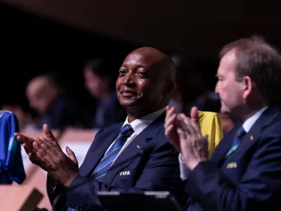 FILE - Confederation of African Football (CAF) President Patrice Motsepe claps during the 73rd FIFA Congress, in Kigali, Rwanda, March 16, 2023. (AP Photo, File)