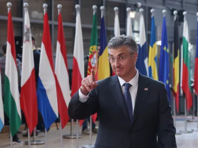 Croatia's Prime Minister Andrej Plenkovic arrives for the EU summit at the European Council building in Brussels, Thursday, March 19, 2026. (AP Photo/Omar Havana)