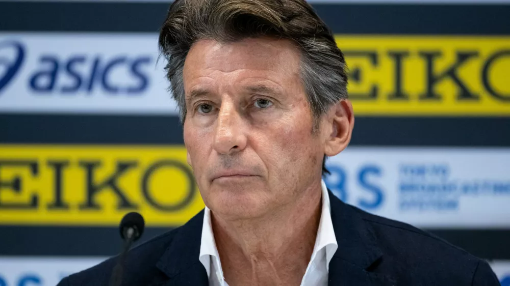 FILED - 18 August 2023, Hungary, Budapest: World Athletic President Sebastian Coe reacts during a press conference. World Athletics has approved the introduction of cheek swabbing to determine if an athlete is biologically female. Photo: Sven Hoppe/dpa