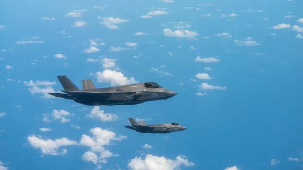 This handout photo released by US Southern Command on March 9, 2026, shows two US Marine Corps F-35 fighter jets conducting a patrol off the coast of Venezuela on March 6, 2026. US President Donald Trump on March 7 urged Latin American nations to use military power against the "cancer" of drug cartels, offering to support them with US missile strikes targeting narco kingpins. Trump has already staked bold claims in Latin America with the ouster of Venezuela's authoritarian leader Nicolas Maduro and working with his replacement, Delcy Rodriguez, to claim Venezuelan oil reserves for America.,Image: 1081452611, License: Rights-managed, Restrictions: RESTRICTED TO EDITORIAL USE - MANDATORY CREDIT "AFP PHOTO / US SOUTHERN COMMAND / HANDOUT" - HANDOUT - NO MARKETING NO ADVERTISING CAMPAIGNS - DISTRIBUTED AS A SERVICE TO CLIENTS, ***HANDOUT image or SOCIAL MEDIA IMAGE or FILMSTILL for EDITORIAL USE ONLY! * Please note: Fees charged by Profimedia are for the Profimedia's services only, and do not, nor are they intended to, convey to the user any ownership of Copyright or License in the material. Profimedia does not claim any ownership including but not limited to Copyright or License in the attached material. By publishing this material you (the user) expressly agree to indemnify and to hold Profimedia and its directors, shareholders and employees harmless from any loss, claims, damages, demands, expenses (including legal fees), or any causes of action or allegation against Profimedia arising out of or connected in any way with publication of the material. Profimedia does not claim any copyright or license in the attached materials. Any downloading fees charged by Profimedia are for Profimedia's services only. * Handling Fee Only ***, Model Release: no