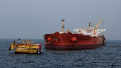 A crude oil tanker EAGLE SAN JUAN, sailing under the flag of Singapore and carrying crude oil from the U.S., offloads at Cnergyico's Single Point Mooring (SPM), Pakistan's first and only floating port, located near Hub coast in Balochistan, Pakistan, March 18, 2026. REUTERS/Akhtar Soomro