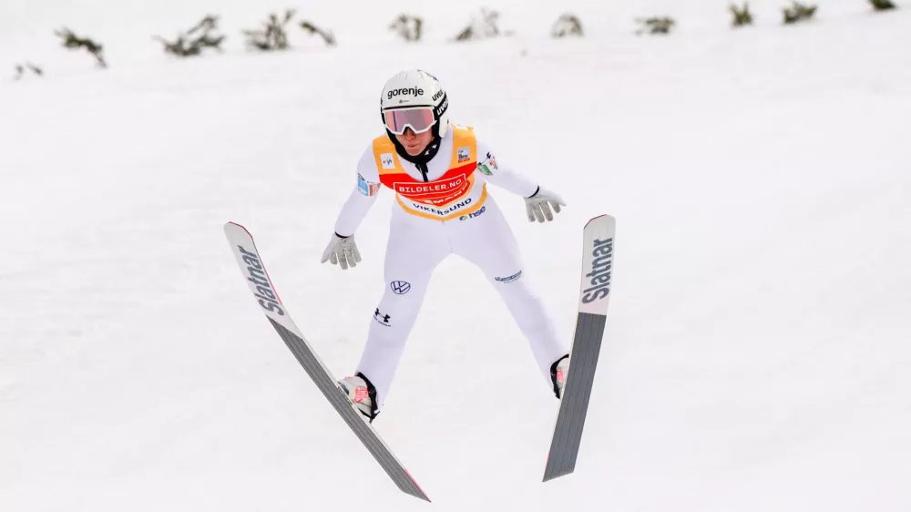 Ski Jumping - FIS Ski Jumping World Cup - Vikersund, Norway - March 20, 2026 Nika Prevc of Slovenia during the women's ski flying qualification Trond R Teigen/NTB via REUTERS  ATTENTION EDITORS - THIS IMAGE WAS PROVIDED BY A THIRD PARTY. NORWAY OUT. NO COMMERCIAL OR EDITORIAL SALES IN NORWAY.