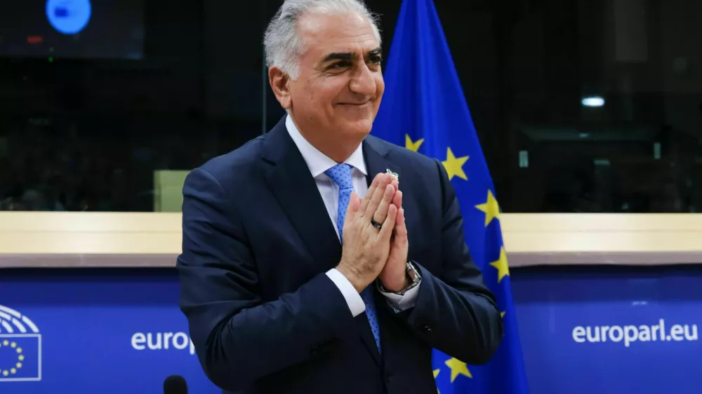 2NXEEGY Brussels, Belgium. 01st Mar, 2023. Crown Prince of Iran, Reza Pahlavi, the oldest son of Mohammad Reza Pahlavi, the last Shah of Iran attends a session of European Parliament in Brussels, Belgium on March 1, 2023. Credit: ALEXANDROS MICHAILIDIS/Alamy Live News