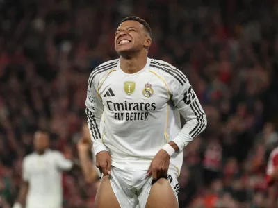 Soccer Football - UEFA Champions League - Liverpool v Real Madrid - Anfield, Liverpool, Britain - November 4, 2025 Real Madrid's Kylian Mbappe reacts REUTERS/Phil Noble   TPX IMAGES OF THE DAY