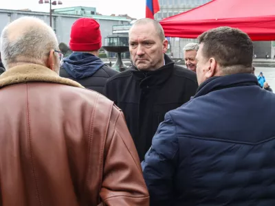 - Dr. Jože Podgor&scaron;ek, Predsednik Kmetijske zbornice,- 06.02.2026. - Protest kmetov pred parlamentom v organizaciji Združenja slovenske kmečke iniciative.- Slovenska kmečka iniciativa, kmetje, kmet,//FOTO: Bojan Velikonja