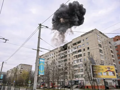 Smoke rises as a Russian drone hits an apartment building, amid Russia's attack on Ukraine, in Lviv, Ukraine March 24, 2026. REUTERS/Stringer   TPX IMAGES OF THE DAY