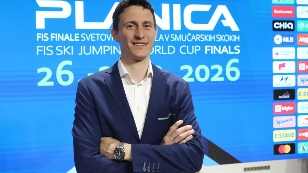 Peter Prevc18.3.2026 - Anovinarska konferenca, na kateri bodo člani organizacijskega komiteja Planica predstavili vse podrobnosti organizacije leto&scaron;njega finala svetovnega pokala.Foto: Luka Cjuha