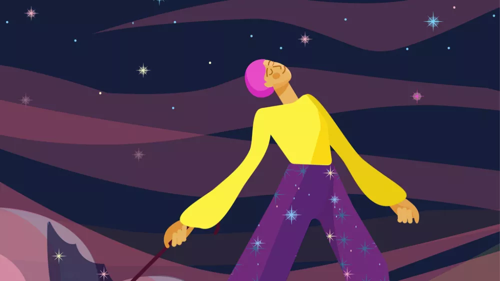 Romantic Lady. Fantastic women flying on the clouds. Starry sky. Vector illustration / Foto: Nataliia Reshetova Getty Images/istockphoto