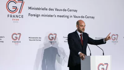 France's Minister for Europe and Foreign Affairs Jean-Noel Barrot speaks during a press conference at the G7 Foreign Ministers' Meeting at Vaux-de-Cernay Abbey in Cernay-la-Ville near Paris, France, March 26, 2026. REUTERS/Stephanie Lecocq