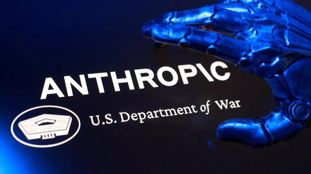 FILE PHOTO: U.S. Department of War and Anthropic logos are seen in this illustration taken March 1, 2026. REUTERS/Dado Ruvic/Illustration/File Photo