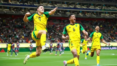 Soccer Football - FIFA World Cup - Inter-Confederation Playoffs - Semi Final - New Caledonia v Jamaica - Estadio Guadalajara, Guadalajara, Mexico - March 26, 2026 Jamaica's Bailey-Tye Cadamarteri celebrates scoring their first goal with Richard King REUTERS/Eloisa Sanchez   TPX IMAGES OF THE DAY