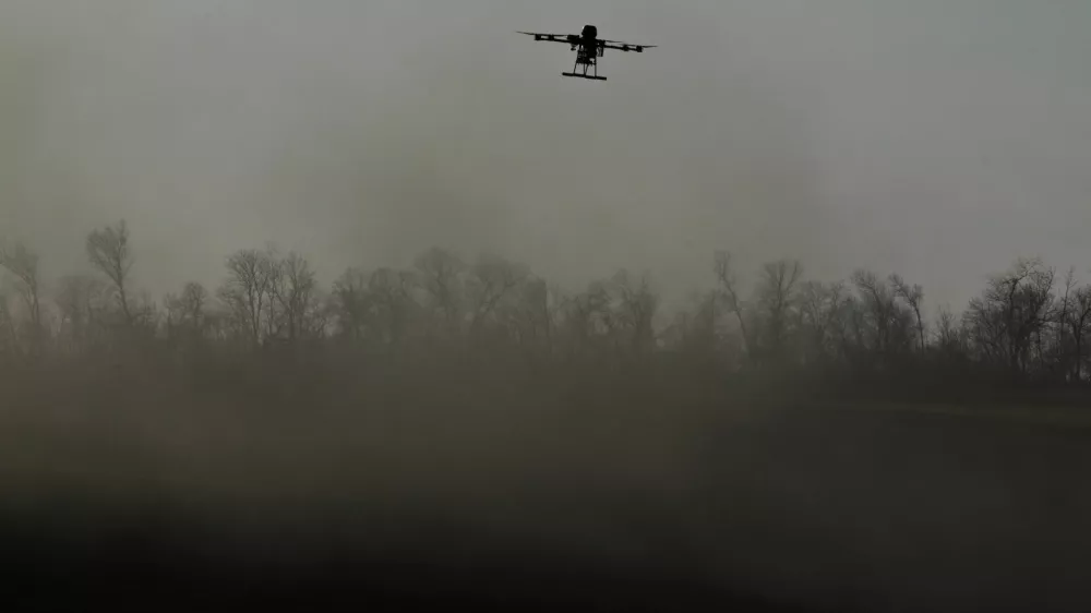A heavy strike drone of the 422nd Unmanned Systems Regiment of the Ukrainian Armed Forces flies over a training ground, amid Russia's attack on Ukraine, in Zaporizhzhia region, Ukraine March 23, 2026. REUTERS/Stringer