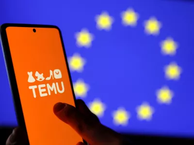 FILE PHOTO: The Temu logo and the European Union flag are seen in this illustration taken November 4, 2024. REUTERS/Dado Ruvic/Illustration/File Photo