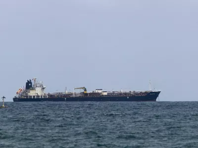 The Hong Kong-flagged vessel Sea Horse, carrying some 200,000 barrels of Russia-origin fuel originally bound for Cuba, is anchored near the coast after arriving in Venezuelan waters, in Puerto Cabello, Venezuela March 28, 2026. REUTERS/Juan Carlos Hernandez