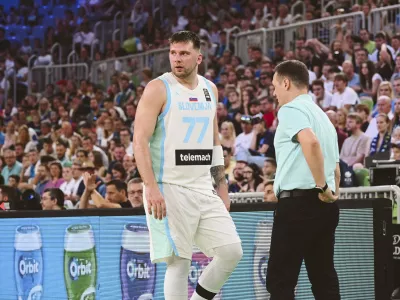 Luka Dončić28.06.2024 - Pripravljalna tekma v ko&scaron;arki, Slovenija: Brazilija, Stožice. FOTO: Nik Erik Neubauer