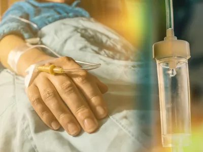 Cancer patient and perfusion drip concept cancer treatment