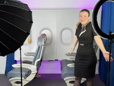 Story from Jam Press (Living Room Plane)Pictured: Video grab of Barbara revealing the plane she keeps in her living room and offering advice for travelling passengers.VIDEO: Influencer flight attendant reveals she has own 'PLANE' in LIVING ROOMA flight attendant has revealed the 'plane' she keeps in her living room&nbsp;&ndash; which includes two rows of seats, windows and blue curtains.Barbara Bacilieri, better known online as Barbie Bac, worked as a flight attendant for 14 years.Today, she is a travel influencer with 4.9m TikTok fans and 2.8m YouTube subscribers.The 33-year-old recently gave an insight into how she films her viral travel clips with a life size set to recreate the look of a commercial airline cabin."As I'm a flight attendant and a TikToker, I have a plane in my living room," she told What's The Jam."You can do anything on my plane, even bring your monkey."Barbara also shared some tips and tricks for passengers &ndash; such as why you should always use the seat-pocket bag if you feel sick and "never walk barefoot" in the toilets.She said: "When this happens [vomiting on the floor], the flight attendants can only collect it in a piece of paper and spray a little perfume."It's better to use the little bag in your seat pocket."She added that the toilets are "only cleaned once a day" so "it's better to always wear your trainers".In another video, Barbara, who hails from Argentina but lives in Spain, told passengers to avoid putting "snotty tissues in the seat pocket".She added "This pocket is very difficult to clean, it's better to put them in a bag and throw them away later."Believe it or not, I've seen this a lot on the plane."ENDSEDITOR'S NOTE: Video Usage Licence: (EXCLUSIVE) We have obtained an exclusive licence from the copyright holder. A copy of the licence is available on request.Video Restrictions: None.,Image: 1079525294, License: Rights-managed, Restrictions: EDITOR'S NOTE: Video Usage Licence: (EXCLUSIVE) We have obtained an exclusive licence from the copyright holder. A copy of the licence is available on request.Video Restrictions: None., Model Release: no