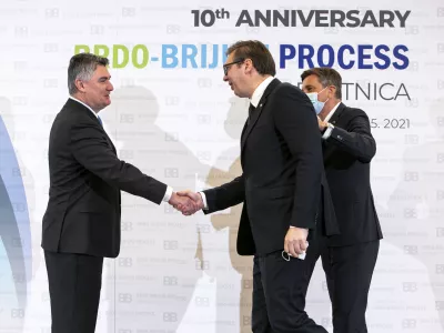 hrva&scaron;ki predsednik Zoran Milanović, predsednik republike Borut Pahor, predsednik Srbije Aleksandar Vučić- 17.05.2021 &ndash; Brdo pri Kranju &ndash; Vrh voditeljev procesa Brdo-Brioni ob 10. obletnici pobude &ndash; srečanje predsednikov držav zahodnega Balkana,//FOTO. Matjaž Ru&scaron;t