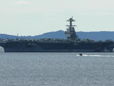 SPLIT, CROATIA - MARCH 29: A view of the American aircraft carrier USS Gerald Ford arrived in Split as part of a planned visit and technical maintenance after a months-long mission and war operations in the Middle East on March 29, 2026 in Split, Croatia. Samir Jordamovic / Anadolu/ABACAPRESS.COM,Image: 1087194809, License: Rights-managed, Restrictions:, Model Release: no