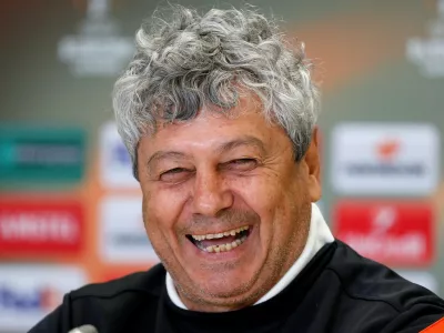 FILE PHOTO: Soccer Football - Shakhtar Donetsk news conference - Europa League - Arena Lviv, Lviv, Ukraine - 13/04/16. Shakhtar Donetsk's coach Mircea Lucescu attends a news conference prior to their UEFA Europa League match against Braga. REUTERS/Gleb Garanich Action Images via Reuters/File Photo