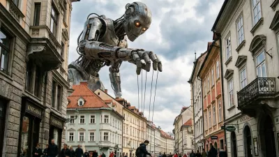 Simbolična fotografija umetne inteligence, ki nadzira človeka.