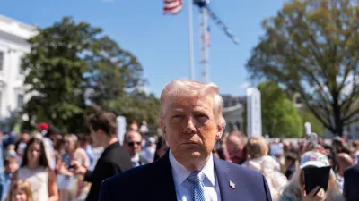 President Donald Trump speaks with reporters during the White House Easter Egg Roll on the South Lawn of the White House, Monday, April 6, 2026, in Washington. (AP Photo/Julia Demaree Nikhinson)