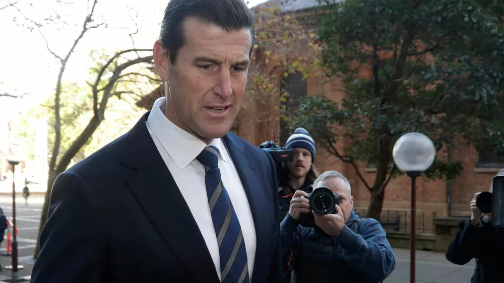 FILE - Ben Roberts-Smith arrives at the Federal Court in Sydney, Australia, on June 9, 2021. (AP Photo/Rick Rycroft, File)
