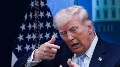 President Donald Trump speaks with reporters in the James Brady Press Briefing Room at the White House, Monday, April 6, 2026, in Washington. (AP Photo/Julia Demaree Nikhinson)