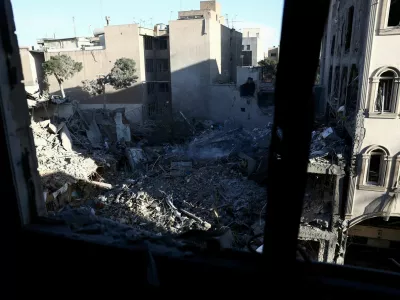 A view of a Synagogue, which was damaged in a strike, from a window, amid the U.S.-Israeli conflict with Iran, in Tehran, Iran, April 7, 2026. Majid Asgaripour/WANA (West Asia News Agency) via REUTERS ATTENTION EDITORS - THIS PICTURE WAS PROVIDED BY A THIRD PARTY