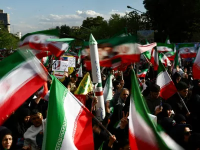 Iranian people attend a ceremony marking 40 days since schoolchildren were killed in a strike on a girls' primary school in Minab, amid the U.S.-Israeli conflict with Iran, in Tehran, Iran, April 7, 2026. Majid Asgaripour/WANA (West Asia News Agency) via REUTERS ATTENTION EDITORS - THIS PICTURE WAS PROVIDED BY A THIRD PARTY