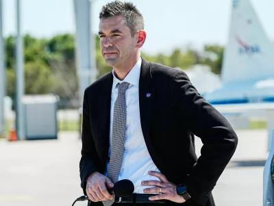 NASA Administrator Jared Isaacman speaks to the media after the arrival of the Artemis II crew at Kennedy Space Center, FL March 27, 2026. They will launch as soon as April 1 on a 10-day mission to fly around the moon and back. Craig Bailey, FLORIDA TODAY via USA TODAY NETWORK