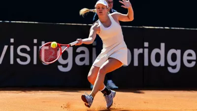 Veronika Erjavec (SLO) in action in her Women's Singles match against Kaitlin Quevedo (ESP) during Day 2 at the 2026 Billie Jean King Cup by Gainbridge Qualifier between Slovenia and Spain at TC Portoroz, on April 11, 2026 in Portoroz / Portorose, Slovenia. Photo by Vid Ponikvar / Foto: Vid Ponikvar / Sportida