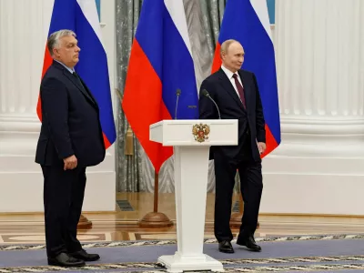 FILE PHOTO: Hungary's Prime Minister Viktor Orban and Russia's President Vladimir Putin attend a press conference following their meeting in Moscow, Russia July 5, 2024. REUTERS/Evgenia Novozhenina/File Photo