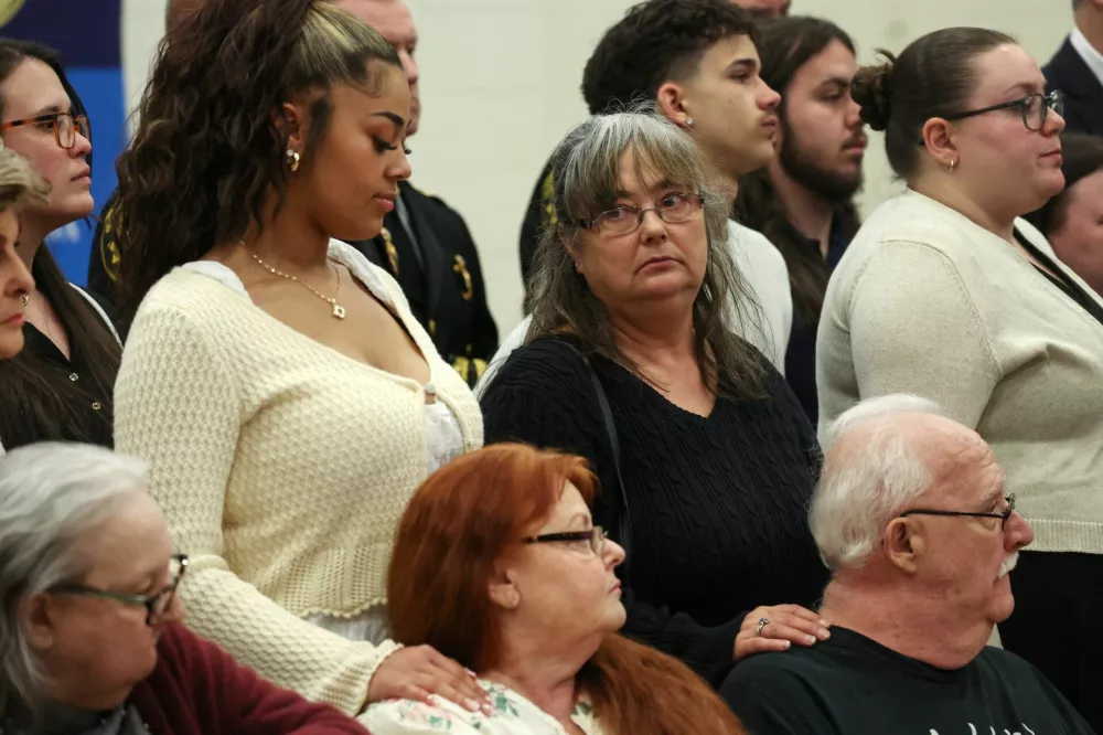 Friends and family members of some of the victims of convicted Gilgo Beach serial killer Rex Heuermann attend a news conference at Suffolk County Community College in Brentwood, New York, U.S., April 8, 2026. REUTERS/Shannon Stapleton
