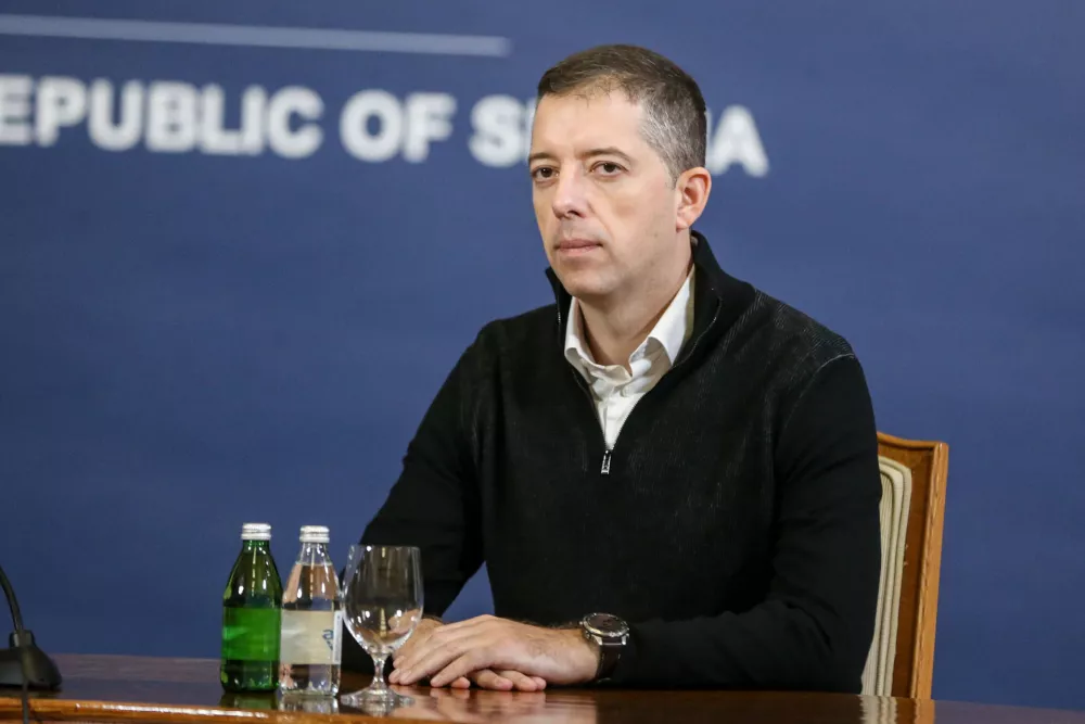 25, November, 2025, Belgrade - The President of the Republic of Serbia Aleksandar Vucic addressed the public about the energy situation in Serbia in the building of the General Secretariat of the President of the Republic. Marko Djuric. Photo: F.S./ATAImages 25, novembar 2025, Beograd - Predsednik Republike Srbije Aleksandar Vucic obratio se javnosti o energetskoj situaciji u Srbiji u zgradi Generalnog sekretarijata predsednika Republike. Photo: F.S./ATAImages Photo: F.S./ATAImages/PIXSELL