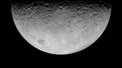 In this image provided by NASA, the Artemis II crew photographed the Moon's crater on Monday, April 6, 2026. (NASA via AP)