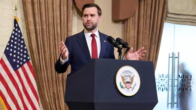 Vice President JD Vance speaks during a news conference after meeting with representatives from Pakistan and Iran, Sunday, April 12, 2026, in Islamabad. (AP Photo/Jacquelyn Martin, Pool)