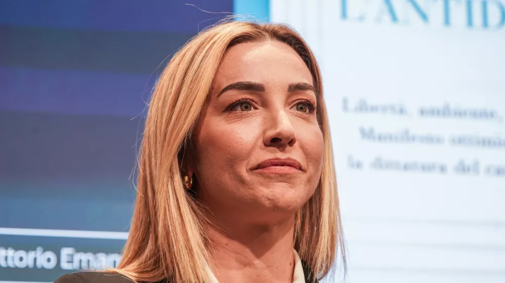 Genoa Mayor Silvia Salis attends the presentation of Claudio Cerasa's new book, ''The Antidote,'' in Milan, Italy, on January 22. (Photo by Emanuele Roberto De Carli/NurPhoto)NO USE FRANCE