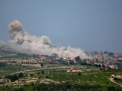 Smoke rises on the Lebanese side of the Israel-Lebanon border following an explosion, after a 10-day ceasefire between Lebanon and Israel went into effect, as seen from Israel, April 17, 2026. REUTERS/Florion Goga