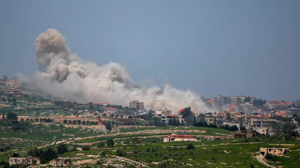 Smoke rises on the Lebanese side of the Israel-Lebanon border following an explosion, after a 10-day ceasefire between Lebanon and Israel went into effect, as seen from Israel, April 17, 2026. REUTERS/Florion Goga
