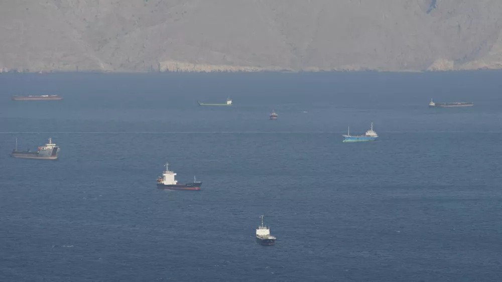 Ships and tankers in the Strait of Hormuz off the coast of Musandam, Oman, April 18, 2026. REUTERS