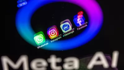 FILED - 27 May 2025, Mecklenburg-Western Pomerania, Schwerin: The Facebook, Messenger, Instagram and WhatsApp apps are shown on a smartphone display that reflects the logo of the AI application Meta AI. Photo: Jens Büttner/dpa