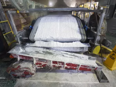 FILE - Technical grade lithium carbonate comes off a conveyor belt during a tour of the Silver Peak lithium mine on Jan. 30, 2017, near Tonopah, Nev. In an announcement Monday, Feb. 27, 2023, the U.S. Department of Energy will provide 5 million in loans to a battery recycling company to build its first, and one of the first, lithium ion battery recycling plants in North America. The DOE announcement came within hours of another announcement by American Battery Technology Company that it has discovered one of the largest known lithium deposits in the U.S. at Tonopah Flats. (Steve Marcus/Las Vegas Sun via AP)