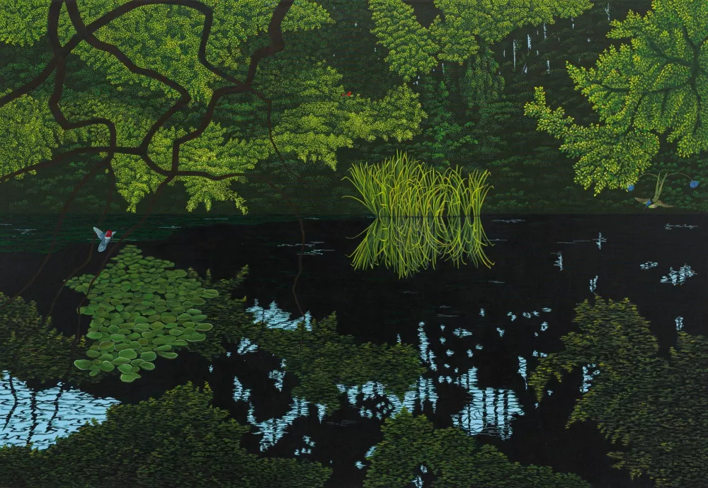 Metka Kra&scaron;ovec, THERE CAME A DAY AT SUMMER'S FULL (obletnica Tomaževe smrti), 2015, akril na platnu, 110x160 cm / Foto: Arne Brejc