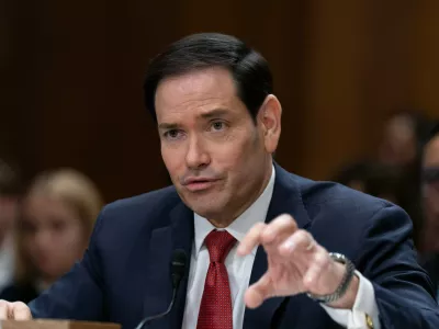 Secretary of State Marco Rubio testifies before the Senate Foreign Relations Committee hearing to Review the FY27 State Department Budget Request on Capitol Hill, Tuesday, June 2, 2026, in Washington. (AP Photo/Jose Luis Magana)