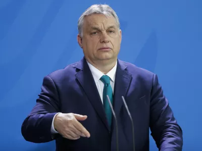 FILE - Hungary's Prime Minister Victor Orban briefs the media in Berlin, Germany, Monday, Feb. 10, 2020. After Russia launched its war against Ukraine in Feb. 2022, Sweden and Finland dropped their longstanding military neutrality and quickly signaled their intentions to join the NATO military alliance. While Turkish President Recep Tayyip Erdogan has repeatedly raised specific objections to the countries &mdash; especially Sweden &mdash; joining NATO, Hungary's populist Prime Minister Viktor Orban has long signaled that his country supports expanding the alliance, and has made repeated promises that the parliament in Budapest would soon vote to ratify. (AP Photo/Markus Schreiber, File)