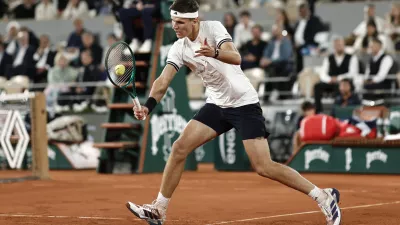 Tennis - French Open - Roland Garros, Paris, France - June 2, 2026 Czech Republic's Jakub Mensik in action during his quarter final match against Brazil's Joao Fonseca REUTERS/Benoit Tessier