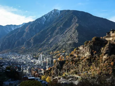 This photograph shows a general view of the city of Andorra la Vella in Andorra on November 30, 2022. Influencers, e-sporters, youtubers: Andorra seduces and attracts the web world, thanks to advantageous tax conditions and a peaceful living environment, with the aim of making this small principality nestled in the heart of the Pyrenees a stronghold for digital professions.,Image: 743133906, License: Rights-managed, Restrictions: TO GO WITH AFP STORY BY FRANCOIS BENEYTOU, Model Release: no 