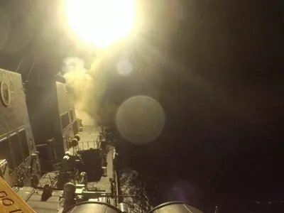 USS Michael Murphy (DDG 112) launches Tomahawk cruise missiles from an unknown location, as the United States launched new strikes against multiple targets overnight in Iran, the U.S. military said on Wednesday, in this still image obtained from a handout video released on June 10, 2026. U.S. Central Command/Handout via REUTERS  THIS IMAGE HAS BEEN SUPPLIED BY A THIRD PARTY. MANDATORY CREDIT. VERIFICATION: Location and date not verified. No older versions of the footage were found posted before June 10.   TPX IMAGES OF THE DAY
